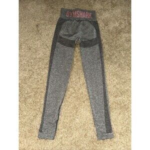 Gymshark Women's X-Small Gray Pink Box Logo Seamless Flex Leggings EUC